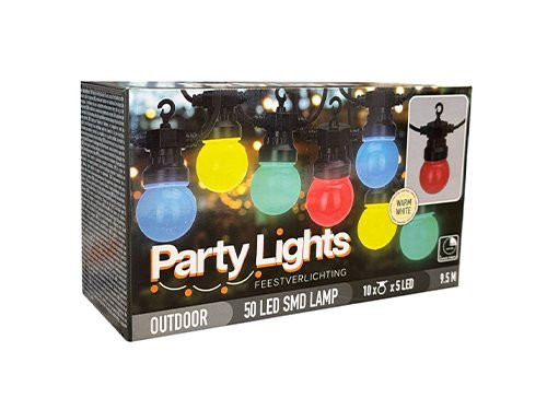 Feestverlichting 10 lampen G50 gekleurd