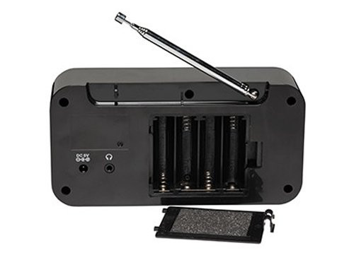 Radio DAB+ 230v of batterij + dual wekfunctie zwart