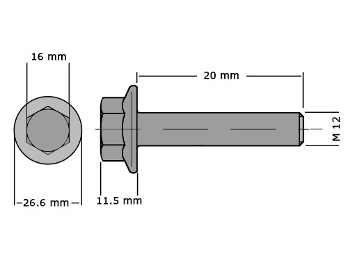 Zeskantflensbout DIN 6921 M12x20 8.8 Verzinkt