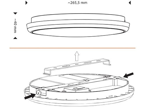 Foto van LED Plafonniere 265mm wit 16W Tri-White IP65 + sensor LED Plafonniere 265mm wit 16W Tri-White IP65 + sensor