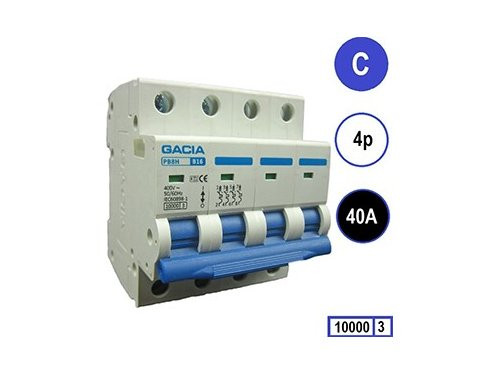 Foto van Installatieautomaat 40A C kar 4p GACIA Installatieautomaat 40A C kar 4p GACIA