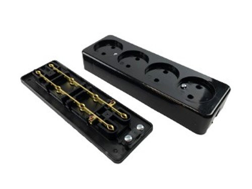 Tafelcontactdoos 4V langwerpig zwart