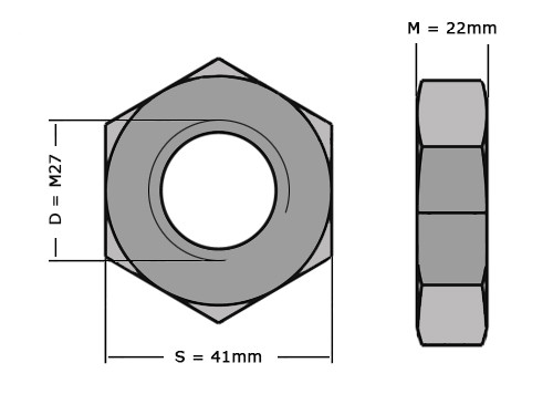 Zeskantmoer DIN 934 M27 Klasse 8 Verzinkt (25 stuks)