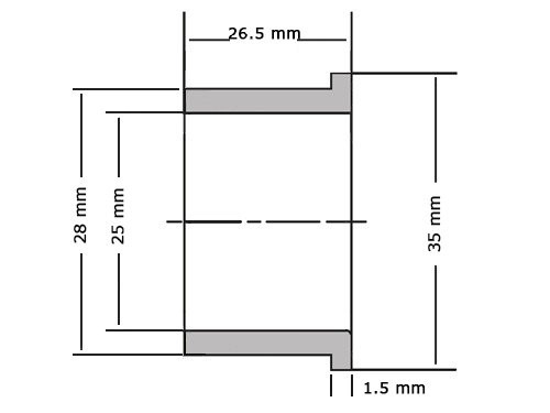 Flensglijlager PAF25265 P14 Gerold Staal / PTFE (25x28x26.5/35x1.5mm)