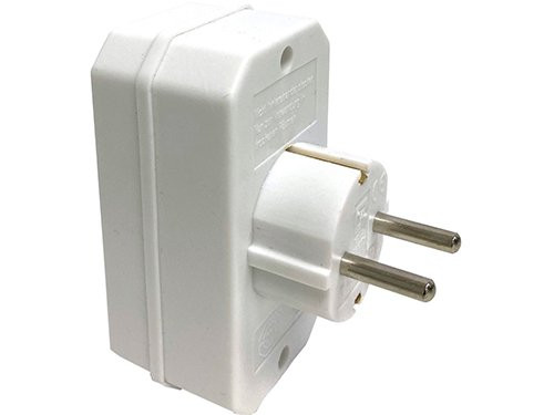 Foto van Randaarde stekkeradapter 2 x euro + 1 x RA verticaal wit Randaarde stekkeradapter 2 x euro + 1 x RA verticaal wit