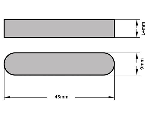 Inlegspie 14x9x45mm DIN 6885 A