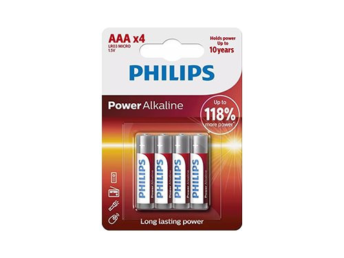 Foto van Philips Power Alkaline batterij AAA blister(4) Philips Power Alkaline batterij AAA blister(4)