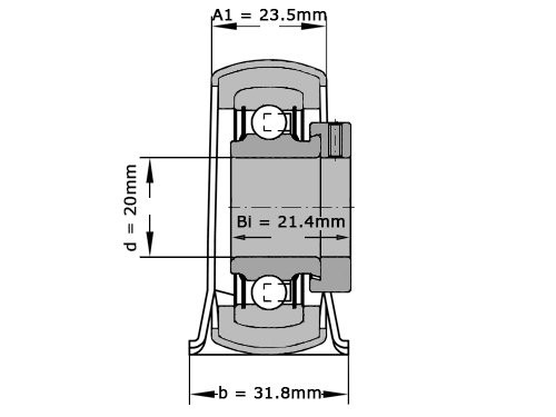 INA Lagerblok Plaatstaal Staand RPB20 (20mm)
