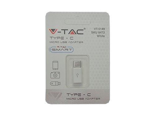 V-TAC USB-C naar micro USB adapter wit
