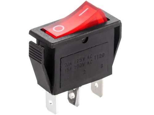 Foto van Wipschakelaar 1p aan-uit zwart/rood verlicht Wipschakelaar 1p aan-uit zwart/rood verlicht