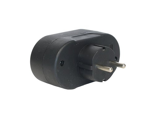Randaarde stekkeradapter 2-voudig horizontaal zwart 45gr