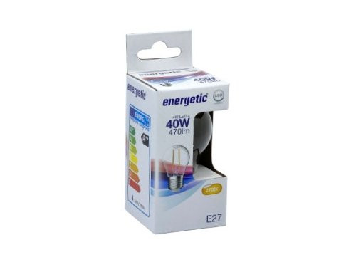 Energetic LED kogel E27 4-40W 2700K filament helder