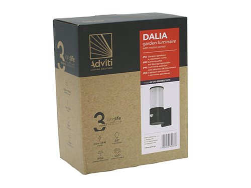 Foto van Wandlamp E27 rond zwart IP54 + sensor Wandlamp E27 rond zwart IP54 + sensor
