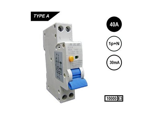 Foto van Aardlekschakelaar 40A 2p 30mA 10kA SEP Aardlekschakelaar 40A 2p 30mA 10kA SEP