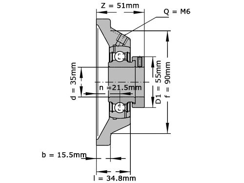 Foto van INA Lagerblok Vierkant PCJ35 TV FA125.5 (35mm) INA Lagerblok Vierkant PCJ35 TV FA125.5 (35mm)