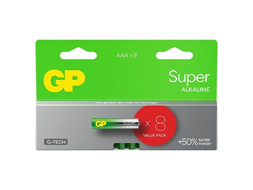 Foto van GP Super Alkaline batterij AAA blister(8) GP Super Alkaline batterij AAA blister(8)