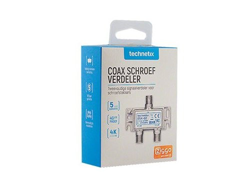 Coax verdeler 2-voudig F-connector