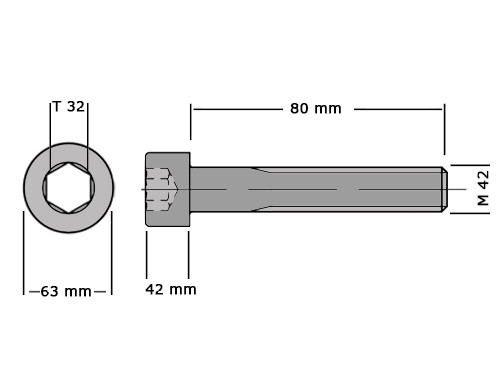 Cilinderbout met binnenzeskant DIN 912 M42x80 8.8 Verzinkt