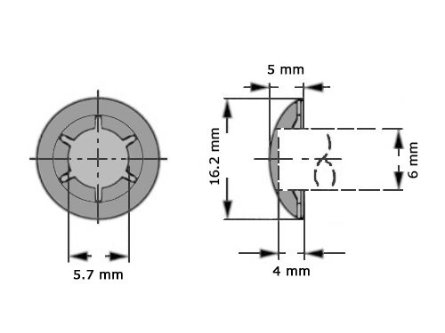 Starlock Borgring 6mm met kap type A RVS