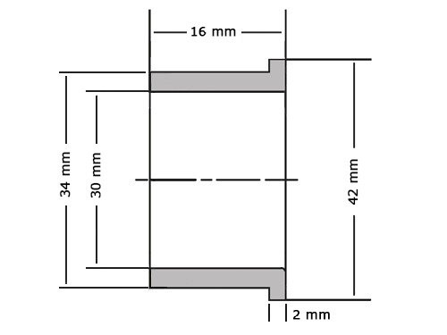 Foto van Flensglijlager PAF3016 P14 Gerold Staal / PTFE (30x34x16/42x2mm) Flensglijlager PAF3016 P14 Gerold Staal / PTFE (30x34x16/42x2mm)