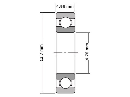 IBB Kogellager Eenrijig R3 ZZ RVS (4.76x12.7x4.98mm)
