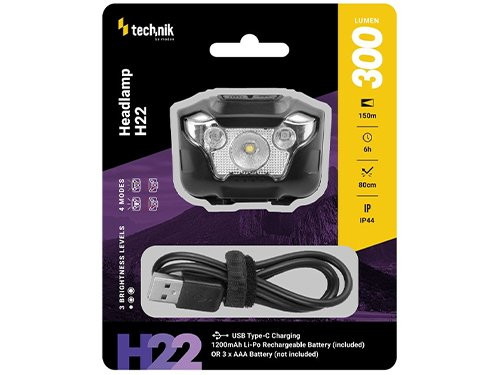 Foto van Technik LED hoofdlamp oplaadbaar 300 lumen Technik LED hoofdlamp oplaadbaar 300 lumen