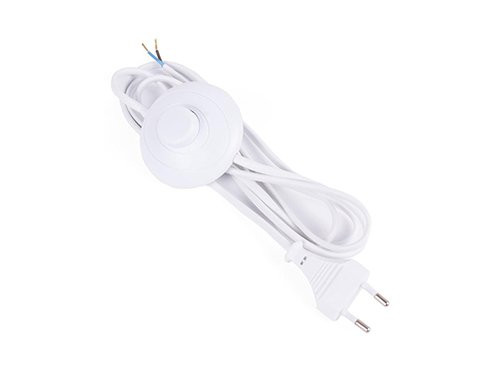 Eurosnoer 2x0,75qmm met vloerschakelaar wit 2m