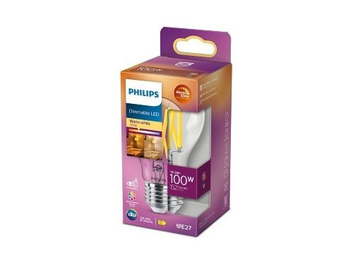 Philips LED GLS E27 10,5-100W filament helder WarmGlow blister