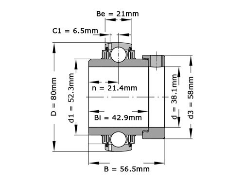 Foto van INA Insert Lager G1108 KRR B AS2 V (38.1x80x56.5mm) INA Insert Lager G1108 KRR B AS2 V (38.1x80x56.5mm)