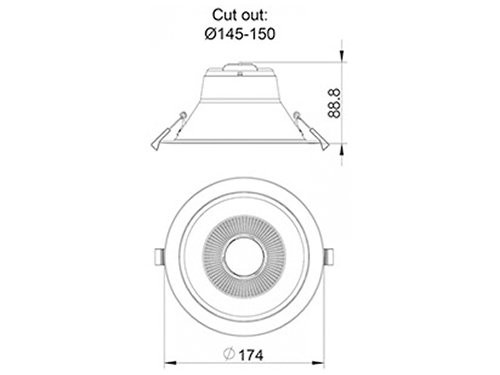LED downlighter zwart reflector 20W Tri-White