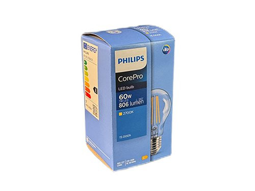 Foto van Philips LED GLS E27 7-60W 2700K filament helder Philips LED GLS E27 7-60W 2700K filament helder
