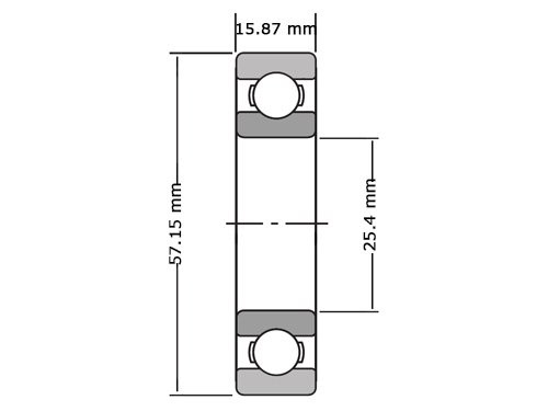 NKE Kogellager Eenrijig LJ1 (25.4x57.15x15.87mm)
