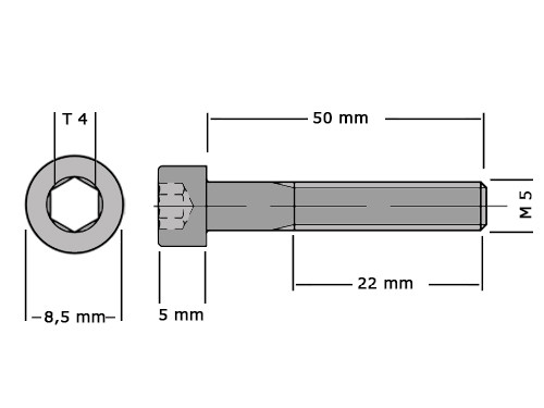 Cilinderbout met binnenzeskant DIN 912 M5x50 8.8 Verzinkt