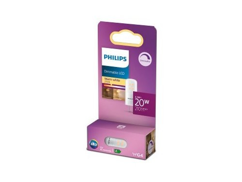 Philips LED steek G4 12V 2,1-20W 2700K mat dimbaar blister