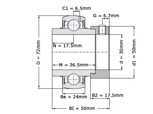 Foto van NTN Insert Lager UEL306 D1 W3 (30mm) NTN Insert Lager UEL306 D1 W3 (30mm)