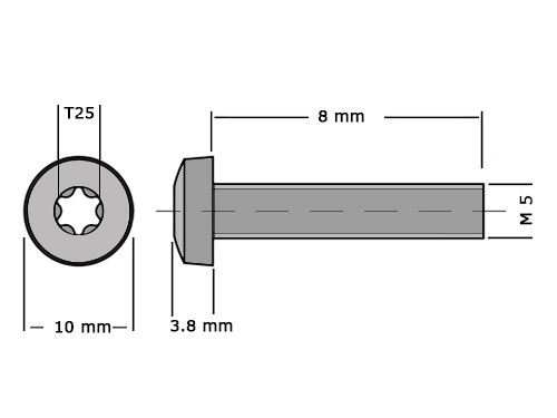 Bolcilinderschroef DIN 7985 M5x8mm T25 RVS A2