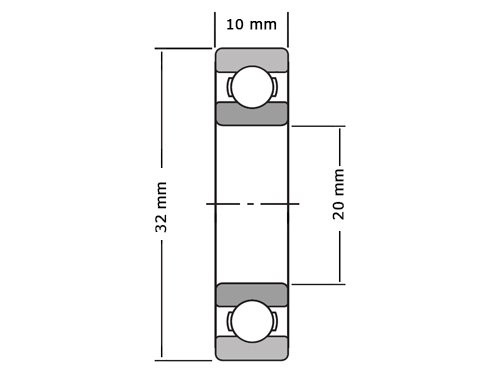 IBB Kogellager 63804 2RS (20x32x10mm)