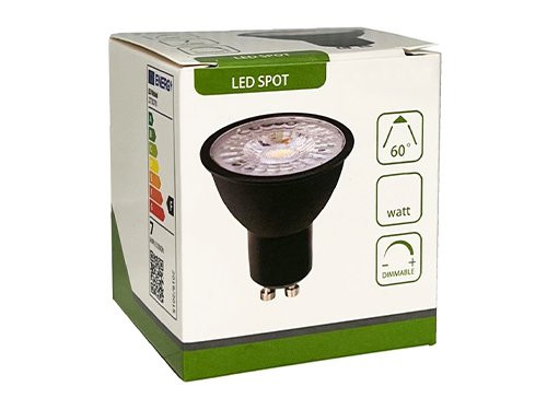 LED spot GU10 230V 7-75W 60gr zwart 2700K dimbaar