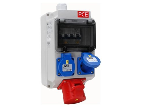 Foto van CEE wandverdeler 1xCEE 5P/16A/400V + 2xWCD CEE wandverdeler 1xCEE 5P/16A/400V + 2xWCD