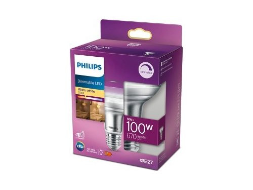 Philips LED spot R80 E27 9-100W 2700K dimbaar blister