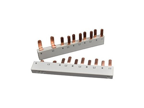 Foto van Kamrail 2 fase 10pol. 2x17,8mm 8x9mm gebogen wit Kamrail 2 fase 10pol. 2x17,8mm 8x9mm gebogen wit