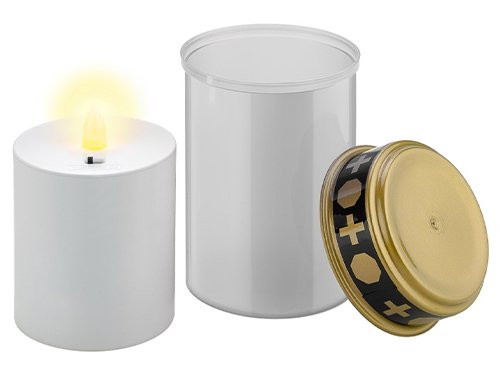 Foto van LED rouwlicht 12cm met timer wit (excl. 2xC batterij) LED rouwlicht 12cm met timer wit (excl. 2xC batterij)