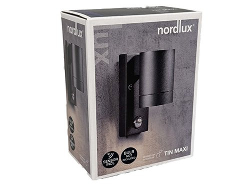 Foto van Wandlamp Tin Maxi GU10 zwart IP54 + sensor Wandlamp Tin Maxi GU10 zwart IP54 + sensor
