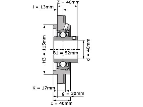 Foto van SNR Lagerblok Vierkant UCFS308 (40mm) SNR Lagerblok Vierkant UCFS308 (40mm)