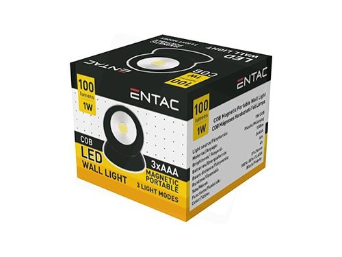 LED Wandlamp met magneet zwart 1W 3xAAA