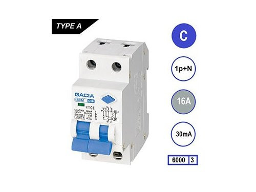 Aardlekautomaat 16A C kar 30mA 2p GACIA