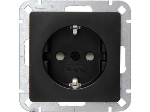 Foto van Kopp HK05 mat zwart inbouw stopcontact wcd RA + kinderbeveiliging Kopp HK05 mat zwart inbouw stopcontact wcd RA + kinderbeveiliging