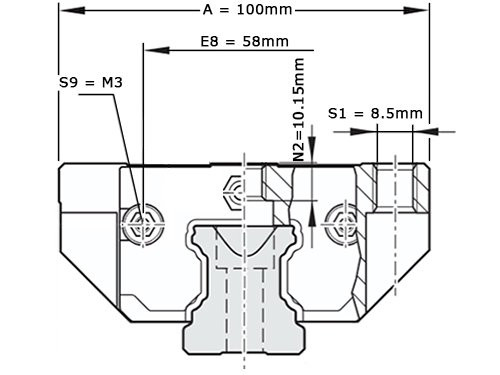 Bosch Rexroth Kogelwagen Aluminium KWD-035-FNS-C1-N-1 Met Kogelketting