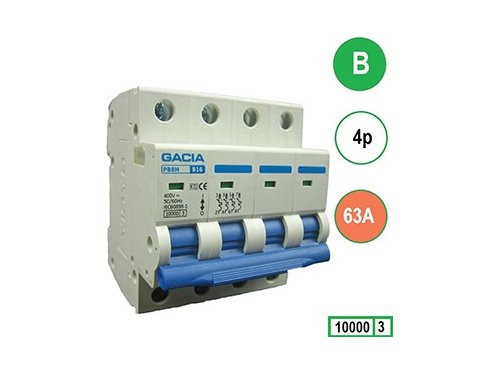 Foto van Installatieautomaat 63A B kar 4p GACIA Installatieautomaat 63A B kar 4p GACIA