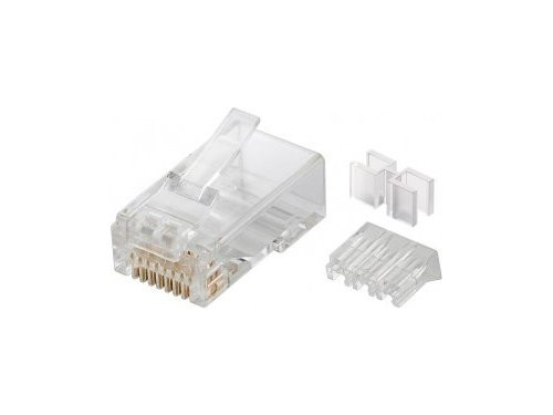 Foto van Modulaire plug RJ45 8/8 met inzetstuk zak(10) Modulaire plug RJ45 8/8 met inzetstuk zak(10)
